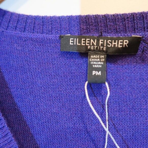 Eileen Fisher 100% Merino Wool Tunic sweater pullover blue cozy casual layer PM - Picture 5 of 13